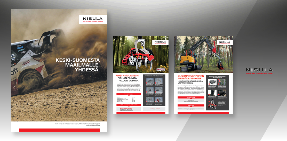 Mainonnan suunnittelutöitä Nisula Forest Oy:lle
